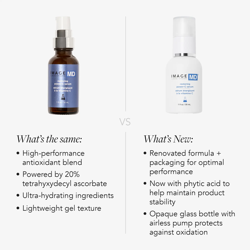 IMAGE MD® restoring power-C serum (PRESCRIPTION ONLY) - Old vs New retail - Image Skincare Australia